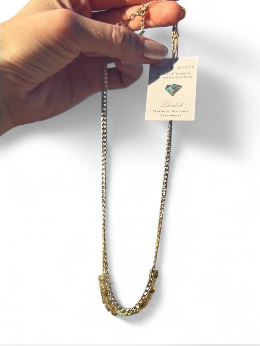 14k Gold Plated Labradorite Crystal Layered Necklace